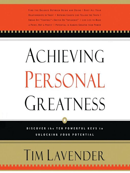 Title details for Achieving Personal Greatness by Tim Lavender - Available